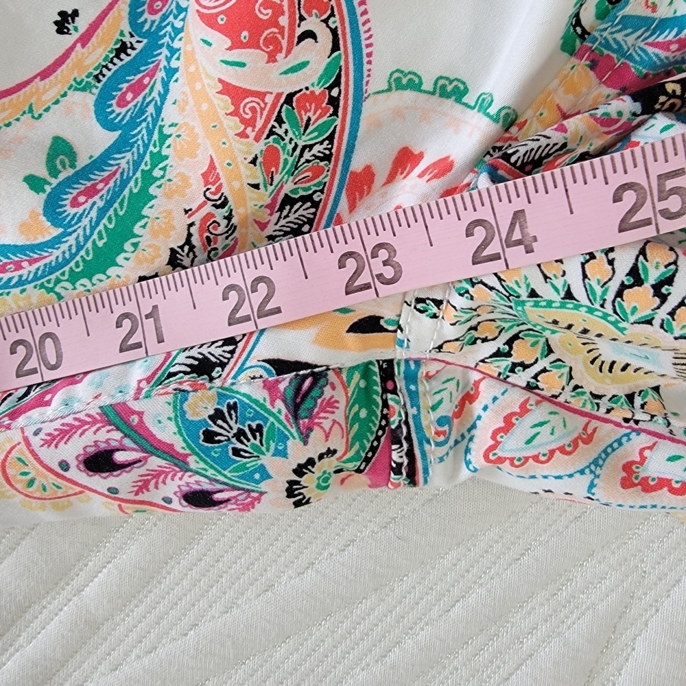CHICO'S Slim Leg Crop Colorful Paisley Floral Print Flat Front Pants Size 12 - Picture 15 of 16